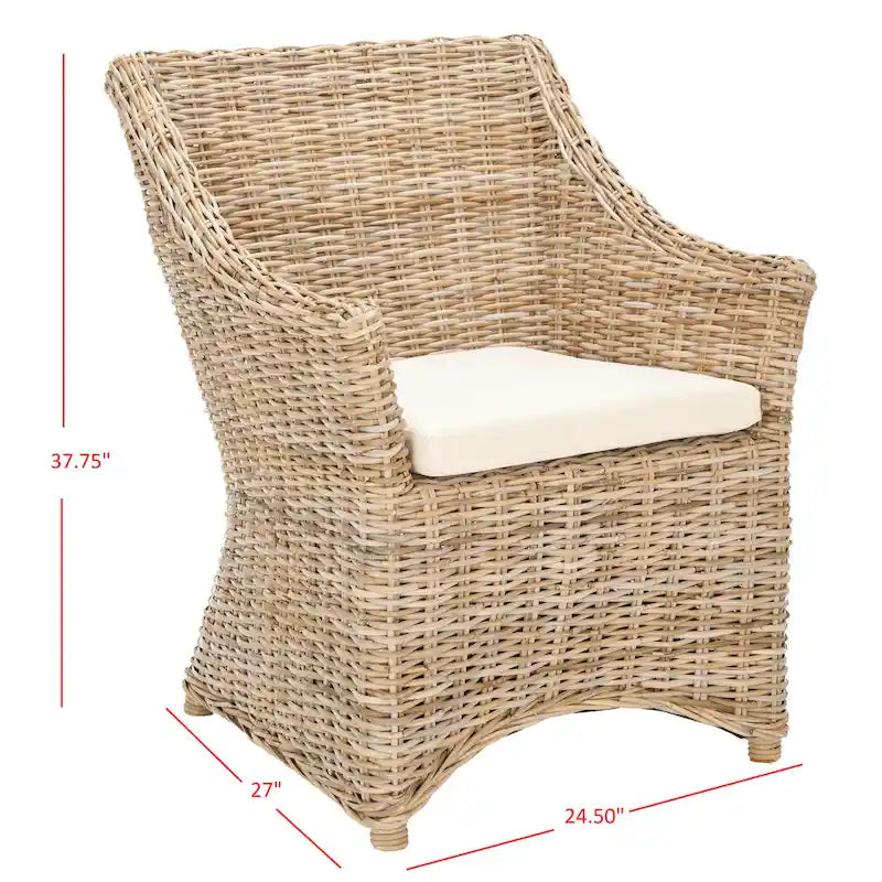 Cheryle Wicker Washed Brown Wingback Arm Chair (Fully Assembled) - 26 W x 23 D x 34 H - 26Wx23Dx34H
