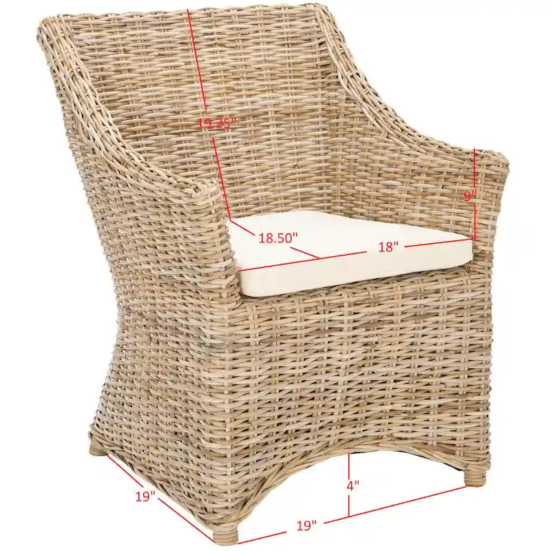 Cheryle Wicker Washed Brown Wingback Arm Chair (Fully Assembled) - 26 W x 23 D x 34 H - 26Wx23Dx34H