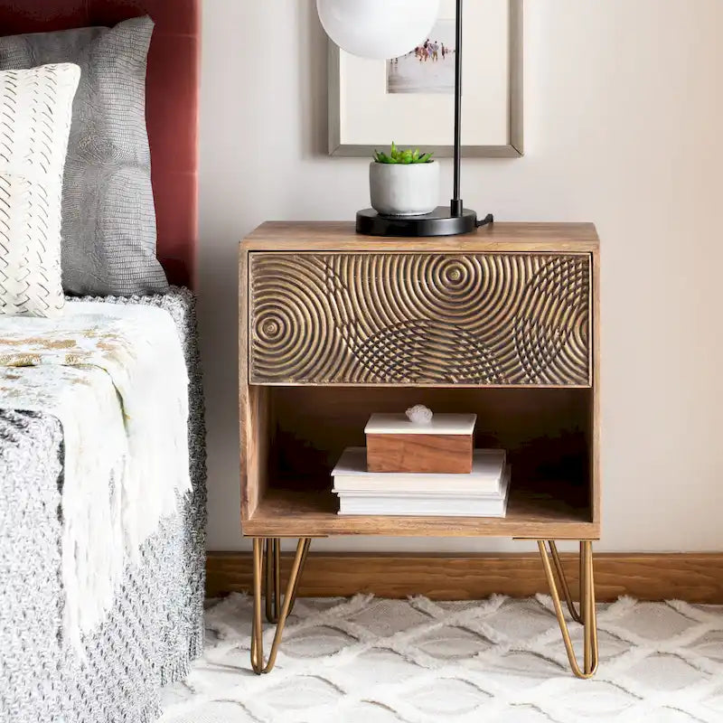  Valentina 1 Drawer Textured Nightstand