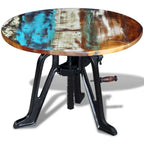 vidaXL Side Table Round Coffee End Table Sofa Table Solid Wood and Cast Iron