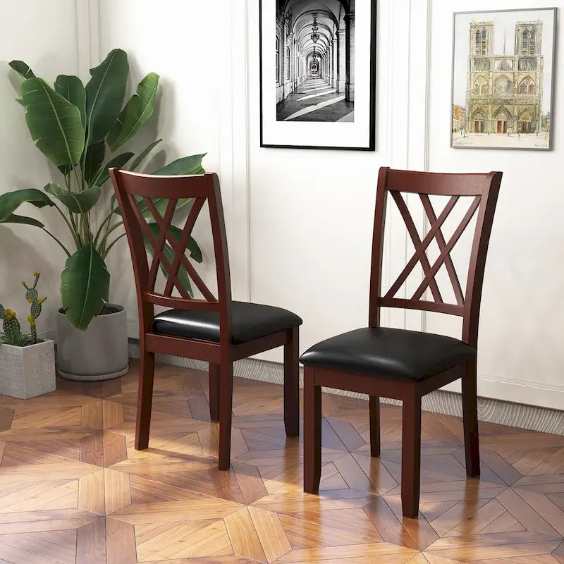 Gymax Set of 4 Dining Chair Kitchen Chair with Backrest Padded Seat &