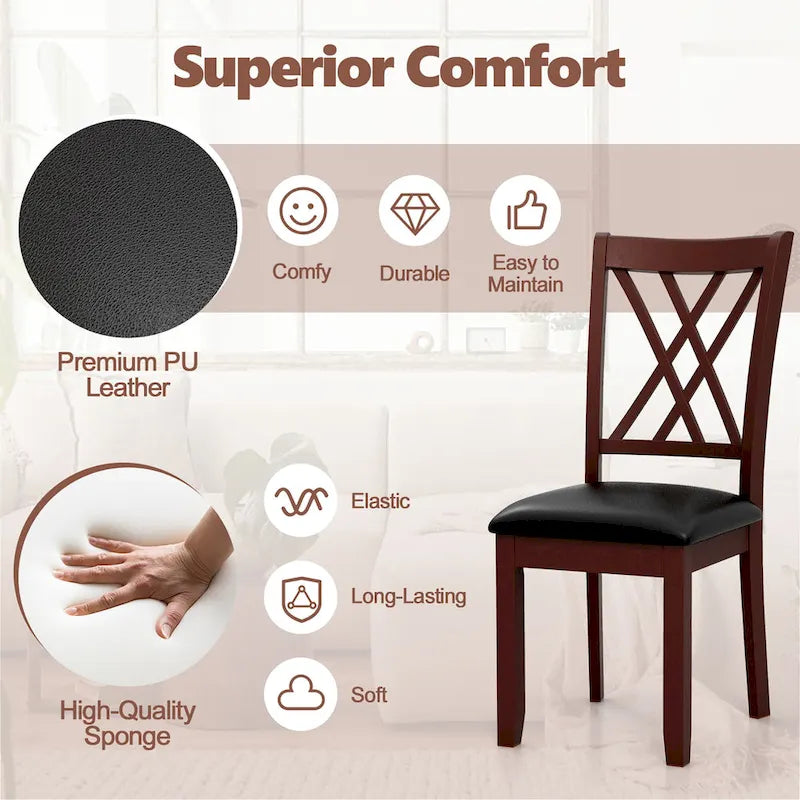 Gymax Set of 4 Dining Chair Kitchen Chair with Backrest Padded Seat &
