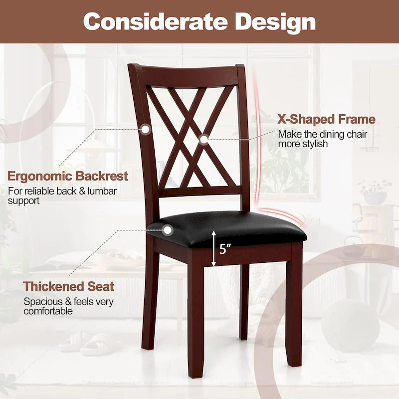 Gymax Set of 4 Dining Chair Kitchen Chair with Backrest Padded Seat &