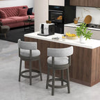 Swivel Bar Stool with Upholstered Back Seat and Footrest