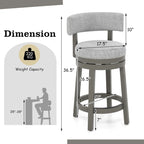 Swivel Bar Stool with Upholstered Back Seat and Footrest