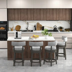 Swivel Bar Stool with Upholstered Back Seat and Footrest