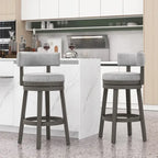 Swivel Bar Stool with Upholstered Back Seat and Footrest