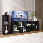 3 Pieces TV Stand Console Entertainment Center for TVs up To 65 Inch with Bookcase Shelves - 26.5 x 12 x 17 (L x W x H)