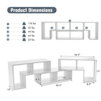 3 Pieces TV Stand Console Entertainment Center for TVs up To 65 Inch with Bookcase Shelves - 26.5 x 12 x 17 (L x W x H)