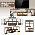 3 Pieces TV Stand Console Entertainment Center for TVs up To 65 Inch with Bookcase Shelves - 26.5 x 12 x 17 (L x W x H)
