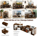 3 Pieces TV Stand Console Entertainment Center for TVs up To 65 Inch with Bookcase Shelves - 26.5 x 12 x 17 (L x W x H)