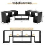 3 Pieces TV Stand Console Entertainment Center for TVs up To 65 Inch with Bookcase Shelves - 26.5 x 12 x 17 (L x W x H)