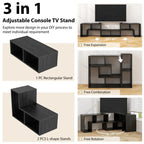 3 Pieces TV Stand Console Entertainment Center for TVs up To 65 Inch with Bookcase Shelves - 26.5 x 12 x 17 (L x W x H)