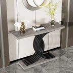Modern Faux Marble Hallway Table with Geometric 40 Narrow