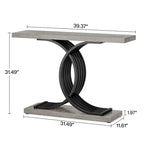 Modern Faux Marble Hallway Table with Geometric 40 Narrow