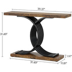 Modern Faux Marble Hallway Table with Geometric 40 Narrow
