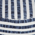 18 Blue and White Striped Round Pouf Ottoman