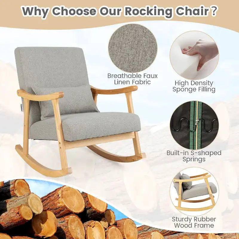 Costway Set of 2 Rocking Chairs with Pillow Rocking Armchairs with - See Details