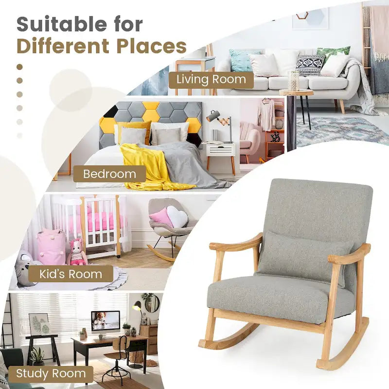 Costway Set of 2 Rocking Chairs with Pillow Rocking Armchairs with - See Details