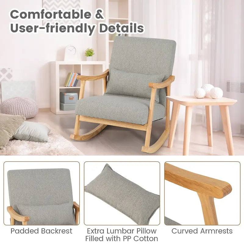 Costway Set of 2 Rocking Chairs with Pillow Rocking Armchairs with - See Details