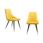 HomeRoots Set of Two Tufted Yellow And Black Upholstered Velvet Windsor Back Dining Side Chairs