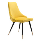 HomeRoots Set of Two Tufted Yellow And Black Upholstered Velvet Windsor Back Dining Side Chairs