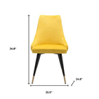 HomeRoots Set of Two Tufted Yellow And Black Upholstered Velvet Windsor Back Dining Side Chairs