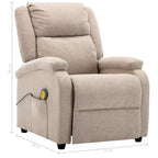 vidaXL Massage Chair Cream Fabric - 71 x 92 x 96 cm
