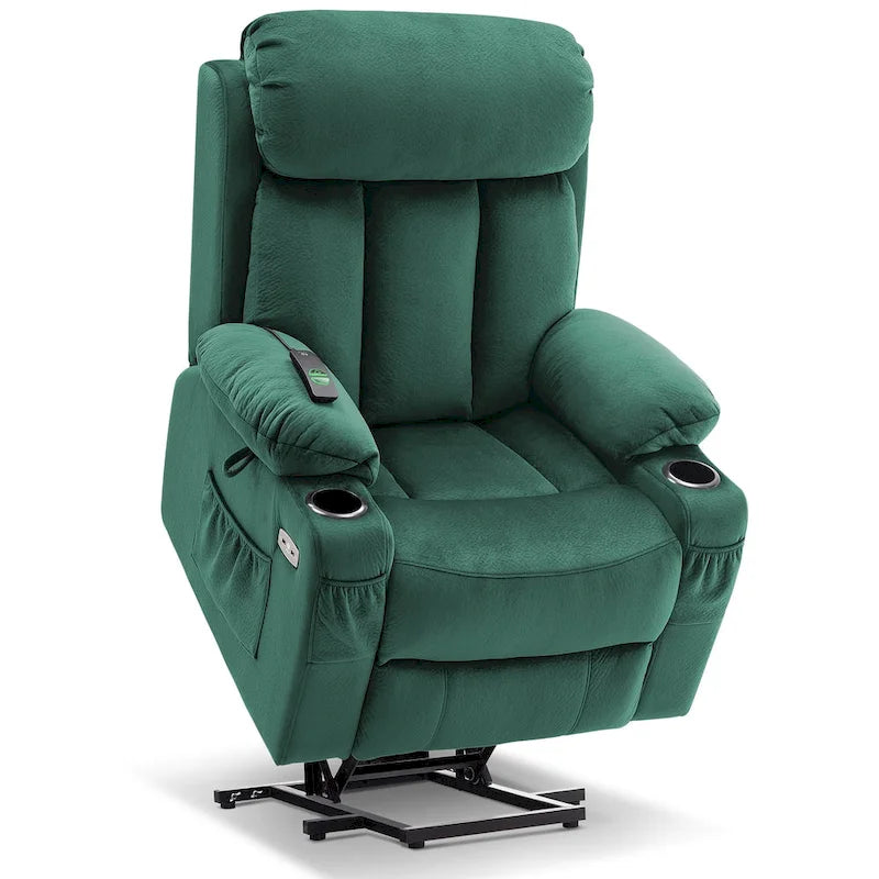 MCombo Large Power Lift Recliner with Extended Footrest for Big and Tall Elderly People, Hand Remote, Cup Holders, Fabric 7426