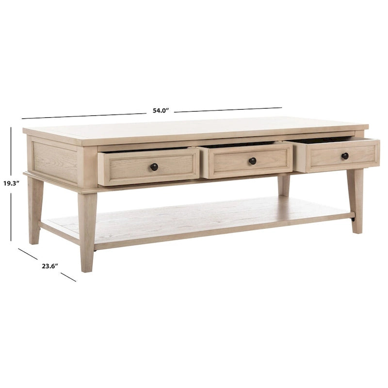 Tressie Sepia Traditional Rectangle Coffee Table - 54 x 23.6 x 19.3 - 54Wx24Dx19H
