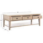 Tressie Sepia Traditional Rectangle Coffee Table - 54 x 23.6 x 19.3 - 54Wx24Dx19H