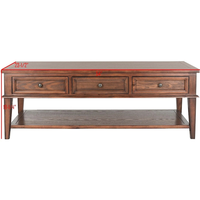 Tressie Sepia Traditional Rectangle Coffee Table - 54 x 23.6 x 19.3 - 54Wx24Dx19H