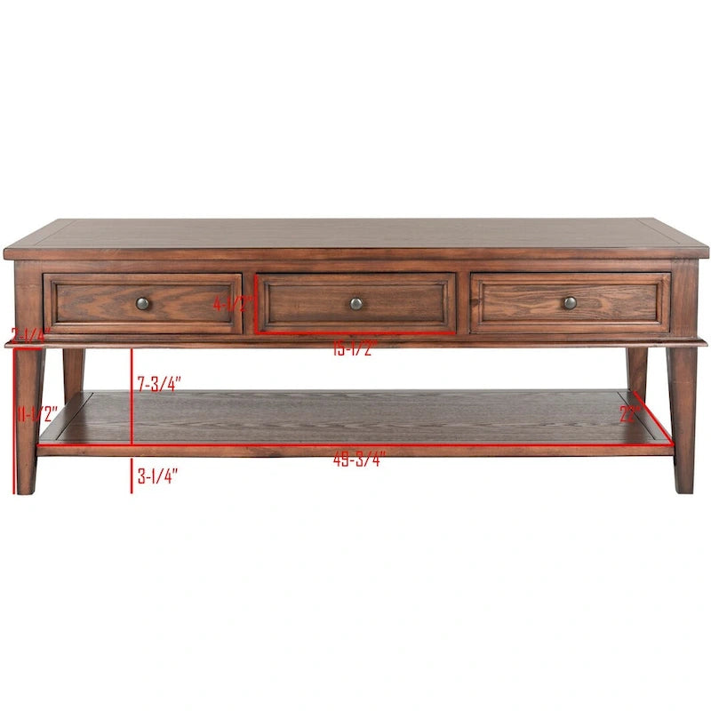 Tressie Sepia Traditional Rectangle Coffee Table - 54 x 23.6 x 19.3 - 54Wx24Dx19H