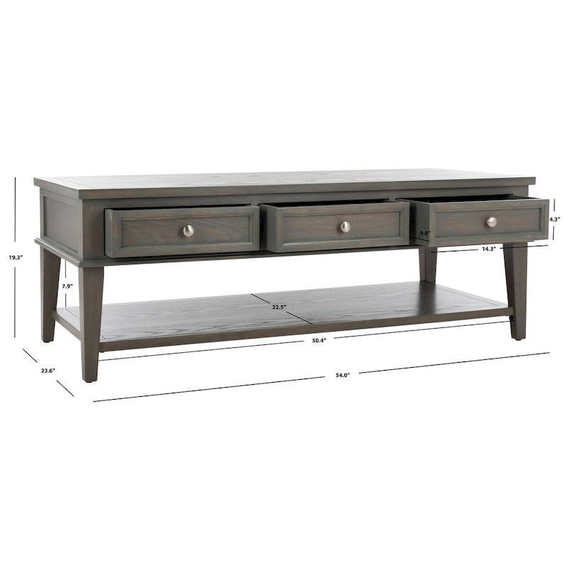 Tressie Sepia Traditional Rectangle Coffee Table - 54 x 23.6 x 19.3 - 54Wx24Dx19H