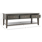 Tressie Sepia Traditional Rectangle Coffee Table - 54 x 23.6 x 19.3 - 54Wx24Dx19H