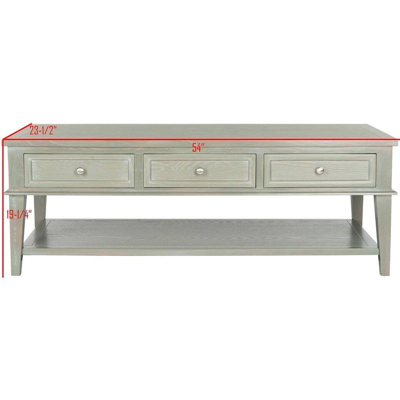 Tressie Sepia Traditional Rectangle Coffee Table - 54 x 23.6 x 19.3 - 54Wx24Dx19H