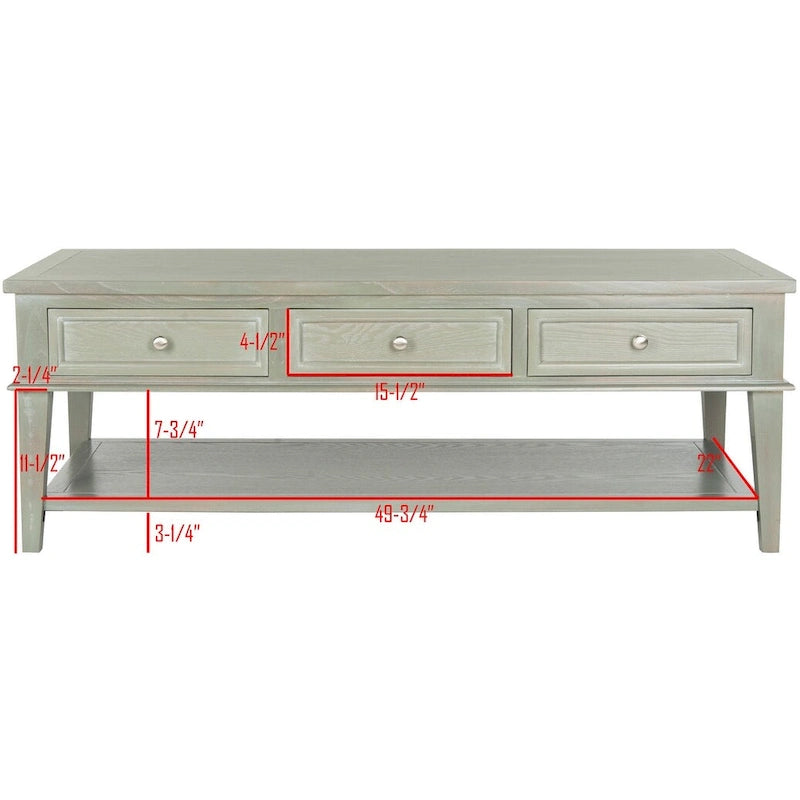 Tressie Sepia Traditional Rectangle Coffee Table - 54 x 23.6 x 19.3 - 54Wx24Dx19H