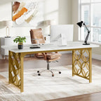63-inch Executive Desk, Modern Office Desk with Strong Metal Frame for Home Office