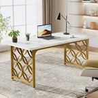 63-inch Executive Desk, Modern Office Desk with Strong Metal Frame for Home Office