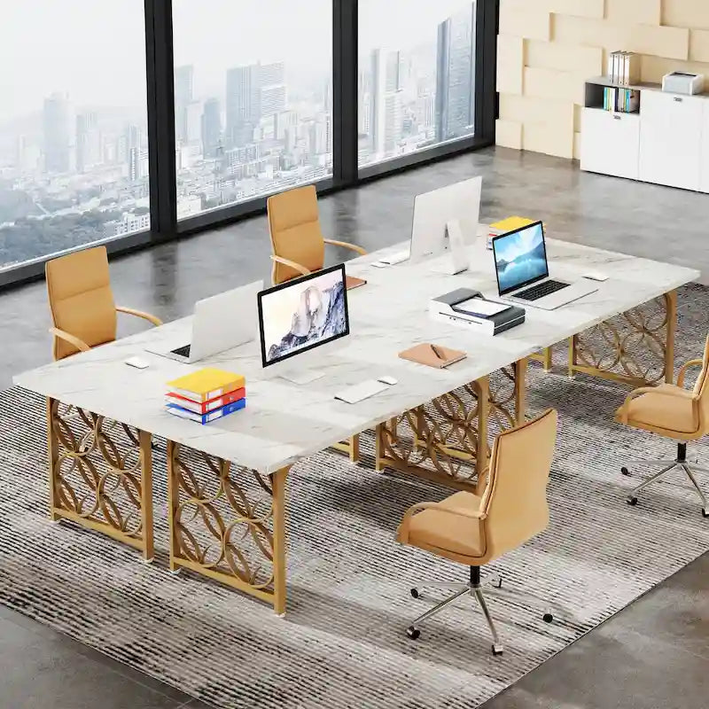 63-inch Executive Desk, Modern Office Desk with Strong Metal Frame for Home Office