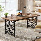 63-inch Executive Desk, Modern Office Desk with Strong Metal Frame for Home Office