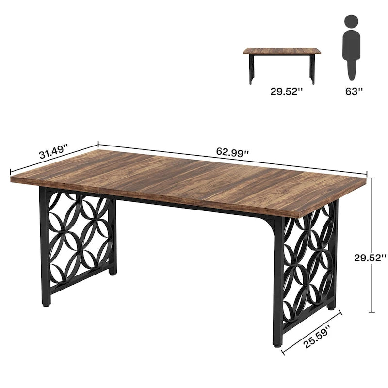 63-inch Executive Desk, Modern Office Desk with Strong Metal Frame for Home Office
