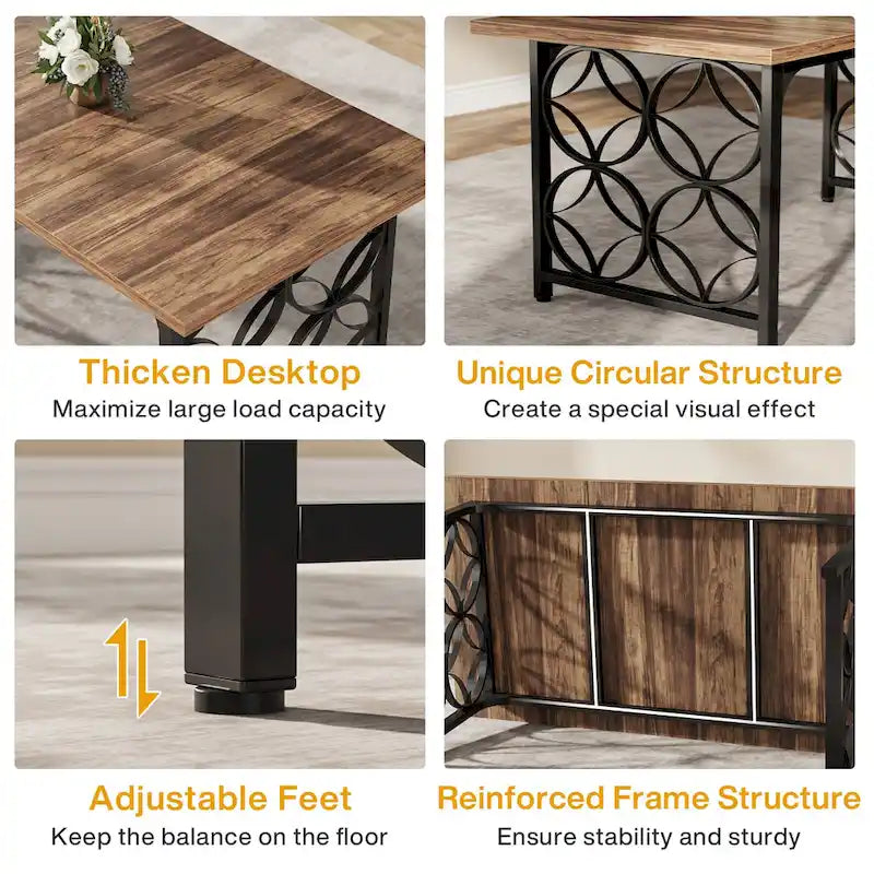 63-inch Executive Desk, Modern Office Desk with Strong Metal Frame for Home Office