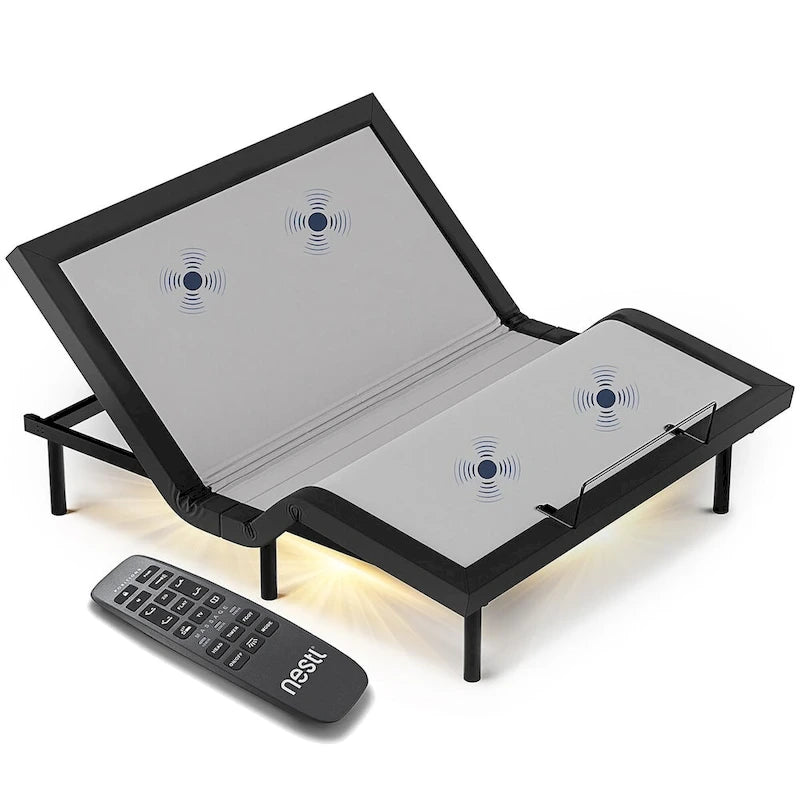 Adjustable Massaging Bed Frame Base with Wireless Remote