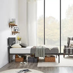 Javlergo Metal Platform Bed Frame with Wooden Headboard and Footboard, Industrial Metal Bedframe No Box Spring Needed