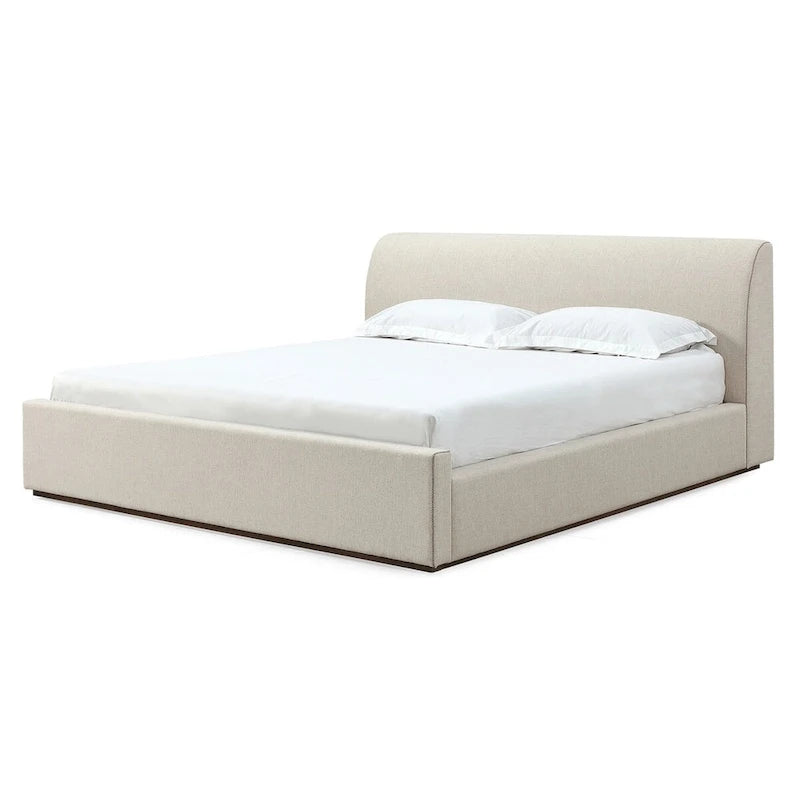 Louis Upholstered Platform Bed in Natural Linen