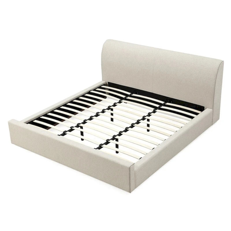 Louis Upholstered Platform Bed in Natural Linen