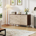 6-Drawer Storage Cabinet Dresser with Metal Legs for Bedroom Living Room Entryway