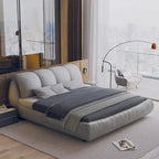 King Size Upholstered Platform Bed with Oversized Padded Backrest