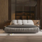 King Size Upholstered Platform Bed with Oversized Padded Backrest